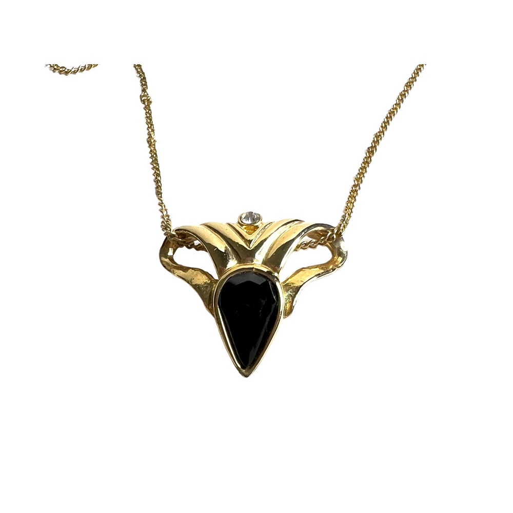 Gold & Black Rhinestone Female Empowerment Sliding Pendant Necklace 18 Inch
